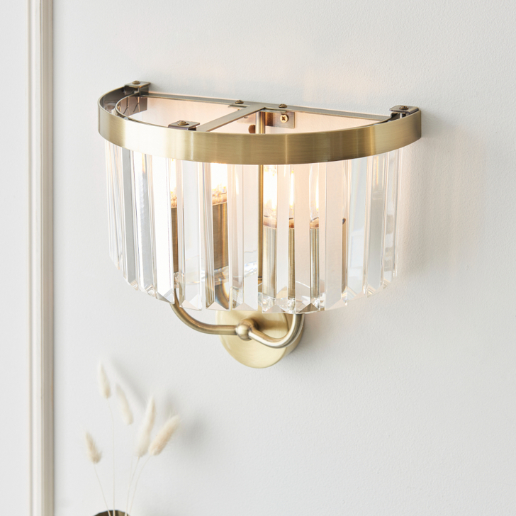 Thorlight Melia Antique Brass Glass Wall Light