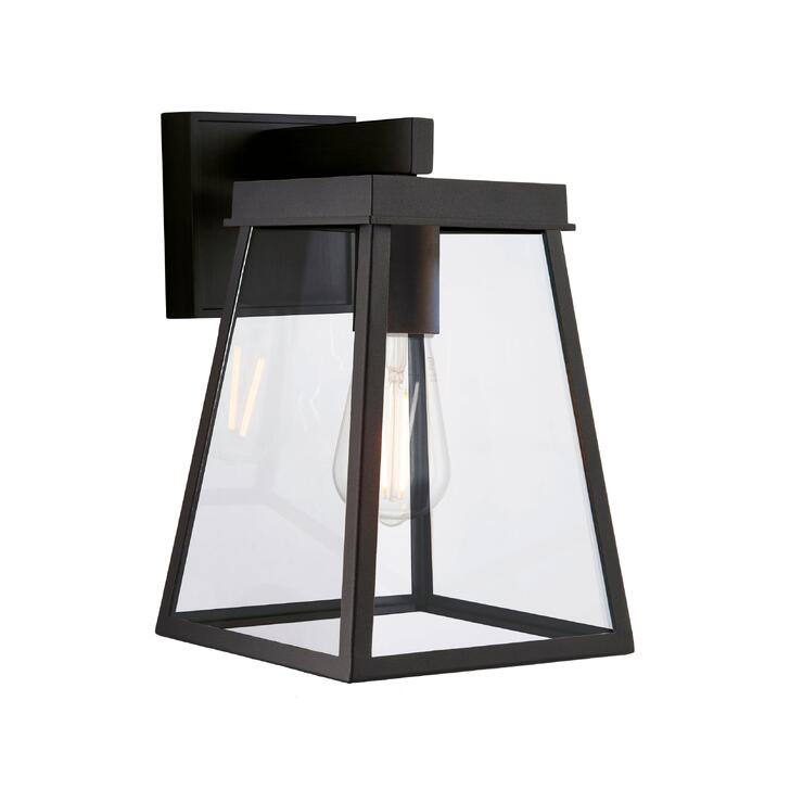 Thorlight Oran Matt Black Exterior Wall Lantern With Clear Glass Panels