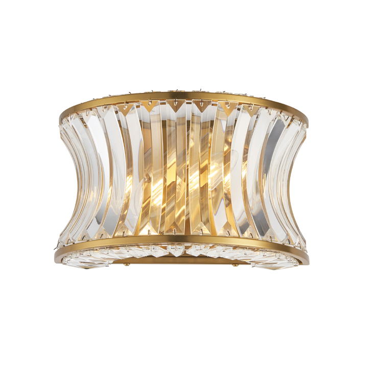 Thorlight Paityn 2 Light Curved Crystal Wall Light Brass