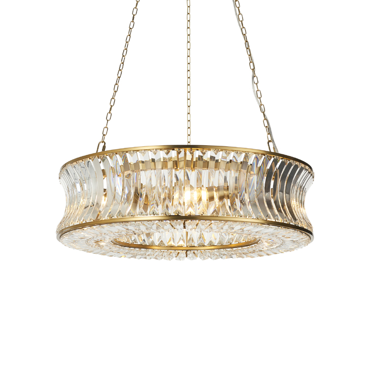 Thorlight Paityn 6 Light Curved Crystal Chandelier Brass