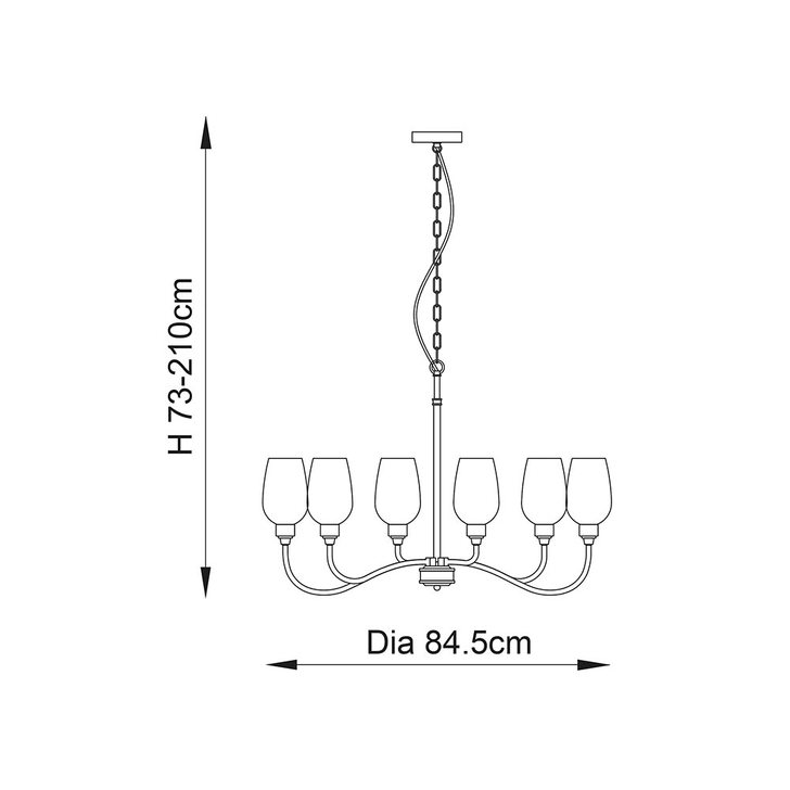 Thorlight Royal Antique Brass 6 Light Chandelier Pendant Light Complete With Clear Glass Shades