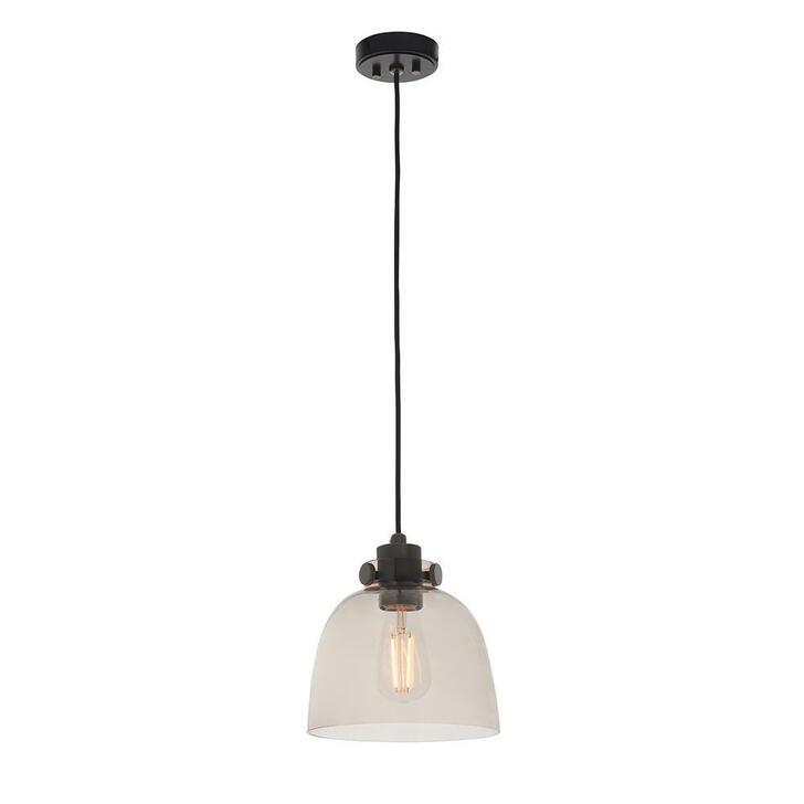 Thorlight Rylee Black Chrome Single Pendant Complete With Tinted Glass