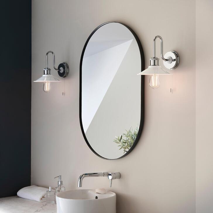 Thorlight Silas Polished Chrome Single Bathroom Wall Light With White Shade - IP44