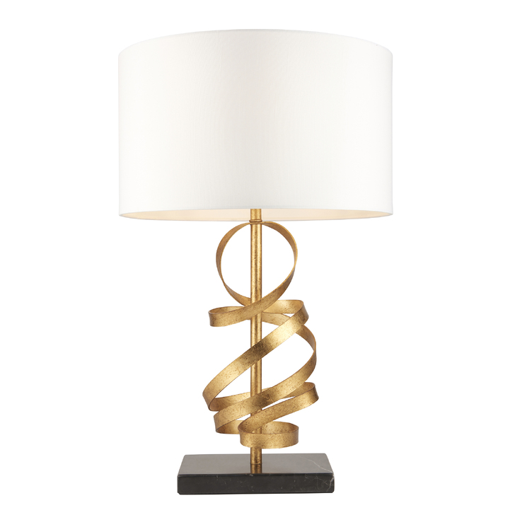 Thorlight Talon Table Lamp Gold Leaf Decorative Metalwork With Ivory Cotton Shade