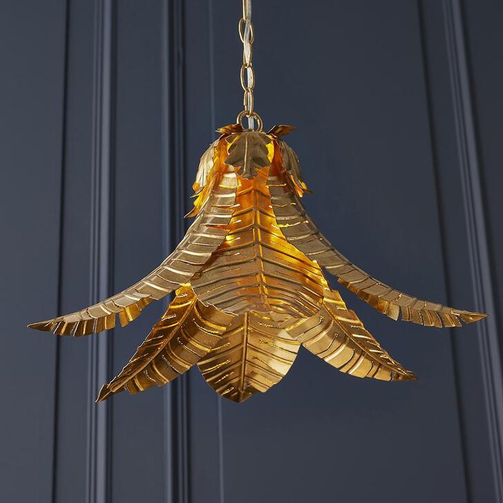 Thorlight Tatum Distressed Gold 1 Light Leaf Shape Pendant