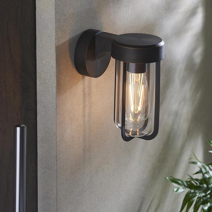 Thorlight Vada Brushed Bronze Finish Exterior Wall Light Complete With Clear Glass - IP44