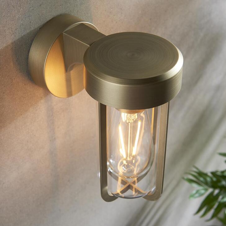 Thorlight Vada Brushed Gold Finish Exterior Wall Light Complete With Clear Glass - IP44