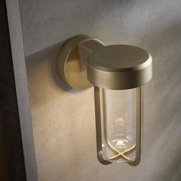 Thorlight Vada Brushed Gold Finish LED Exterior Wall Light Complete With Clear Glass - IP44, 2700K