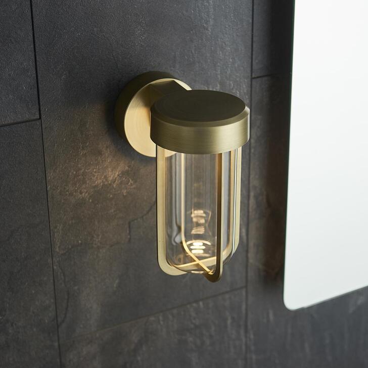 Thorlight Vada Brushed Gold Finish LED Exterior Wall Light Complete With Clear Glass - IP44, 2700K