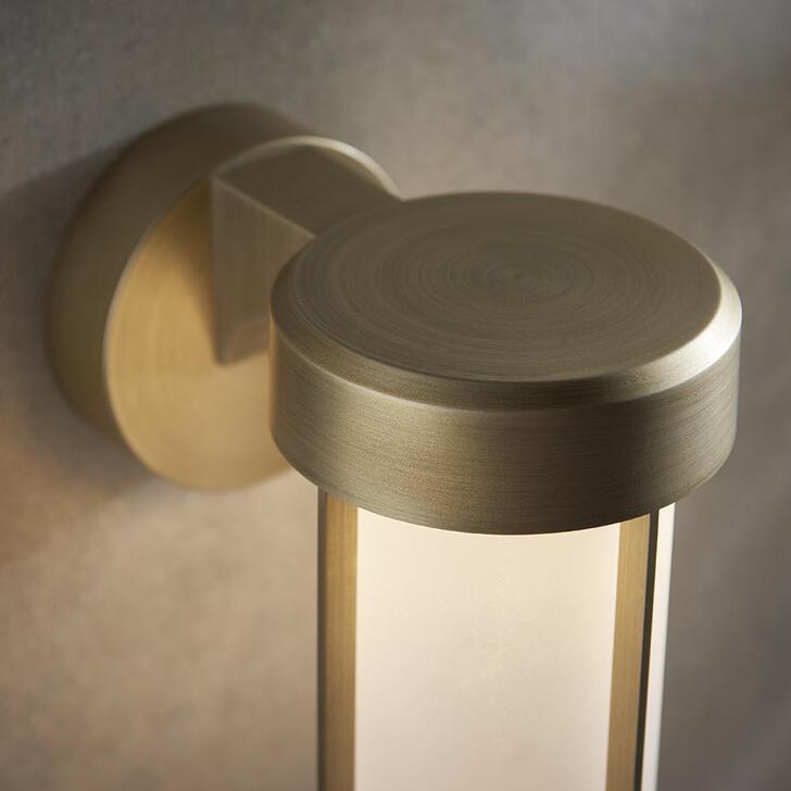 Thorlight Vada Brushed Gold Finish LED Exterior Wall Light Complete With Frosted Glass - IP44, 2700K