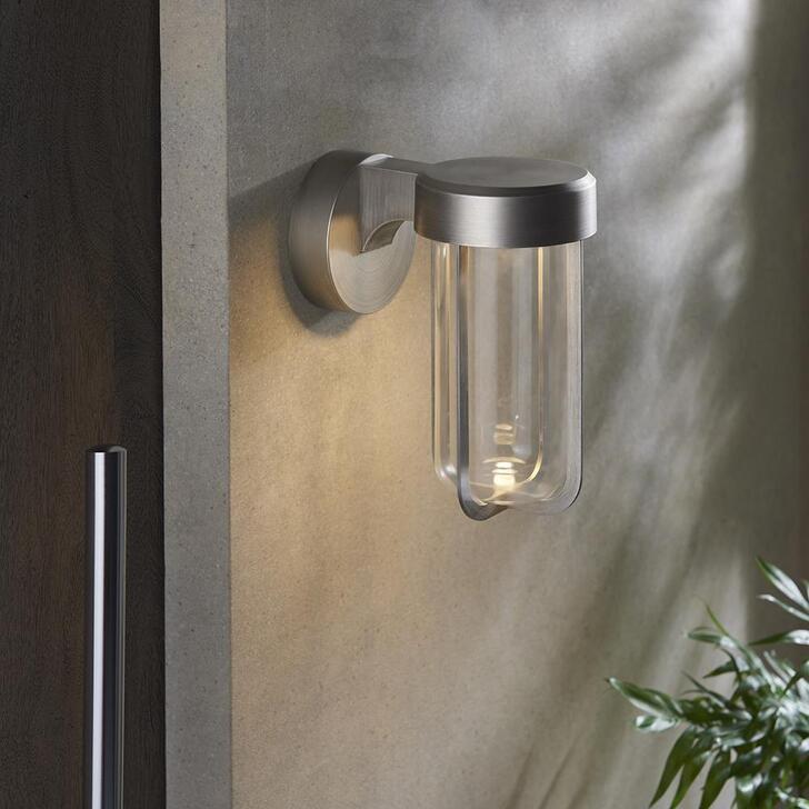 Thorlight Vada Brushed Silver Finish LED Exterior Wall Light Complete With Clear Glass - IP44, 2700K