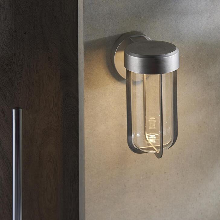 Thorlight Vada Brushed Silver Finish LED Exterior Wall Light Complete With Clear Glass - IP44, 2700K