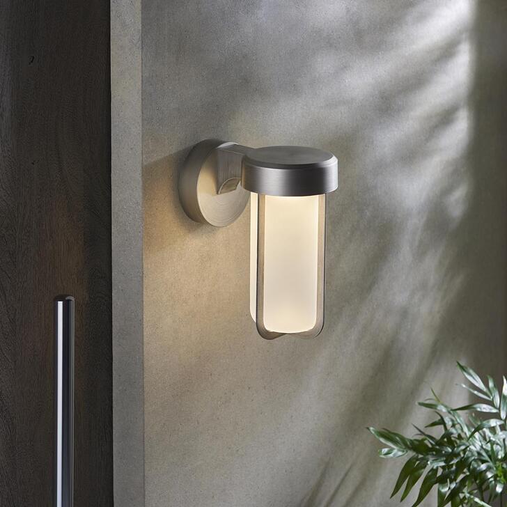 Thorlight Vada Brushed Silver Finish LED Exterior Wall Light Complete With Frosted Glass - IP44, 2700K