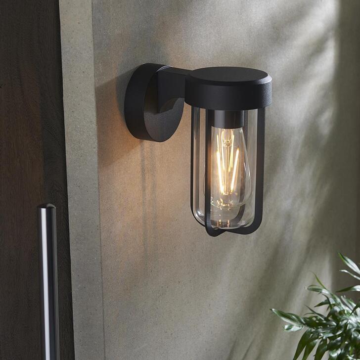 Thorlight Vada Matt Black Finish Exterior Wall Light Complete With Clear Glass - IP44