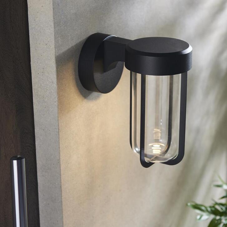 Thorlight Vada Matt Black Finish LED Exterior Wall Light Complete With Clear Glass - IP44, 2700K