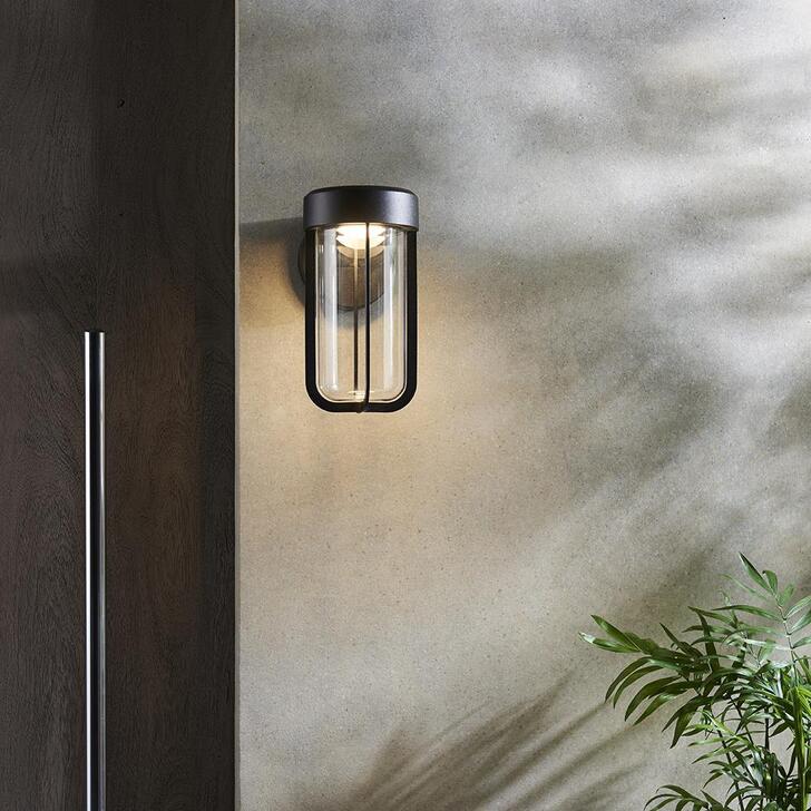 Thorlight Vada Matt Black Finish LED Exterior Wall Light Complete With Clear Glass - IP44, 2700K