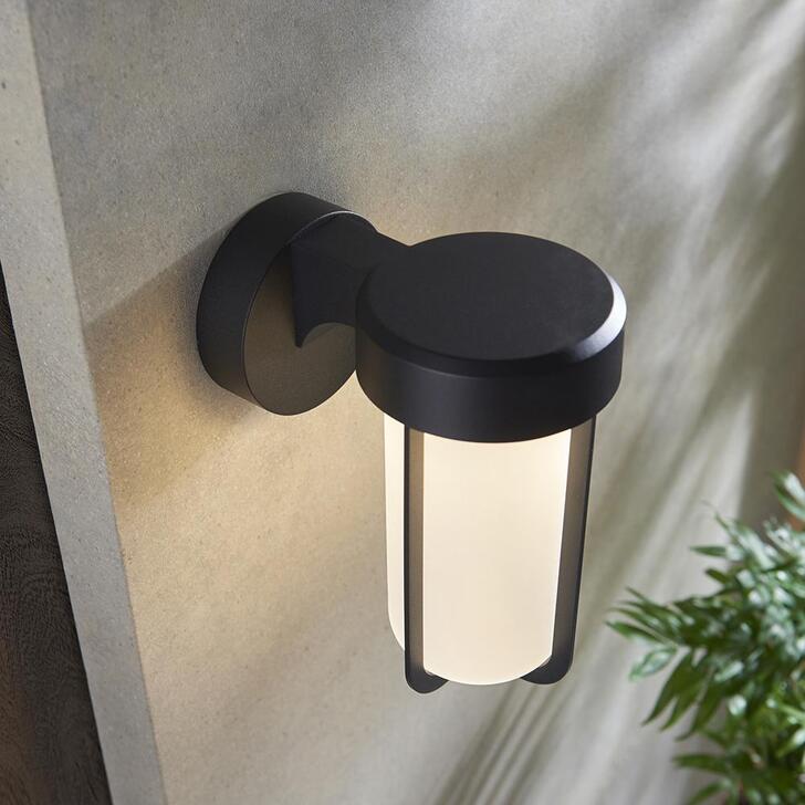 Thorlight Vada Matt Black Finish LED Exterior Wall Light Complete With Frosted Glass - IP44, 2700K