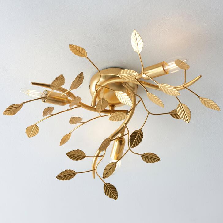 Thorlight Willa 3 Light Flush Ceiling Light Gold Leaf Finish