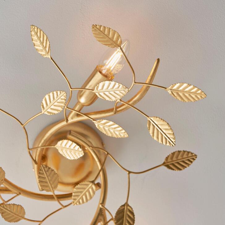 Thorlight Willa 3 Light Flush Ceiling Light Gold Leaf Finish