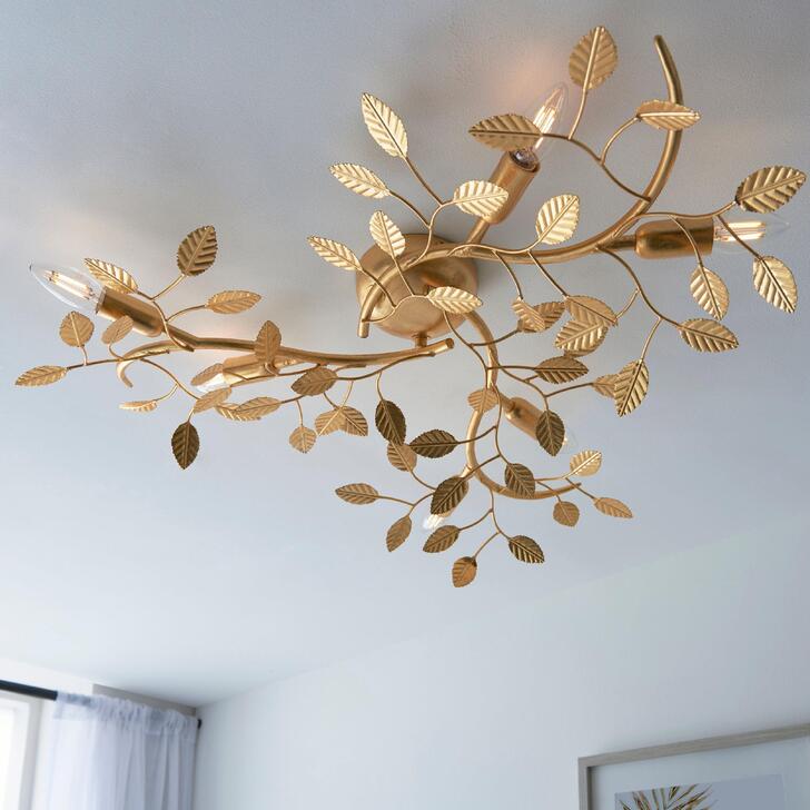 Thorlight Willa 6 Light Flush Ceiling Light Gold Leaf Finish