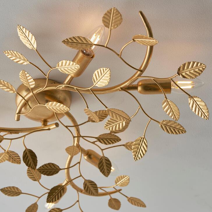 Thorlight Willa 6 Light Flush Ceiling Light Gold Leaf Finish