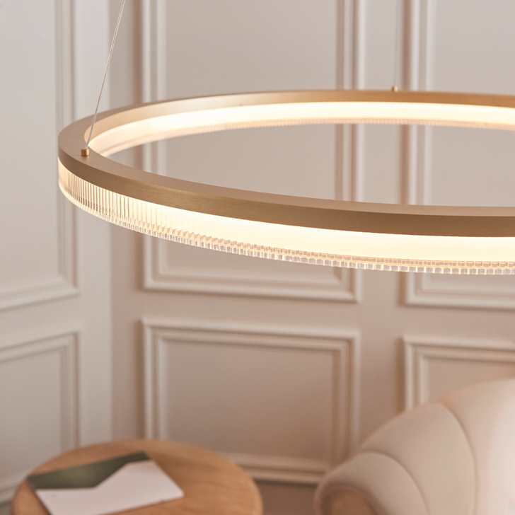 Thorlight Winsford Brushed Gold Plated Ring Light With Opal Acrylic Hoop Bottom - 3000K