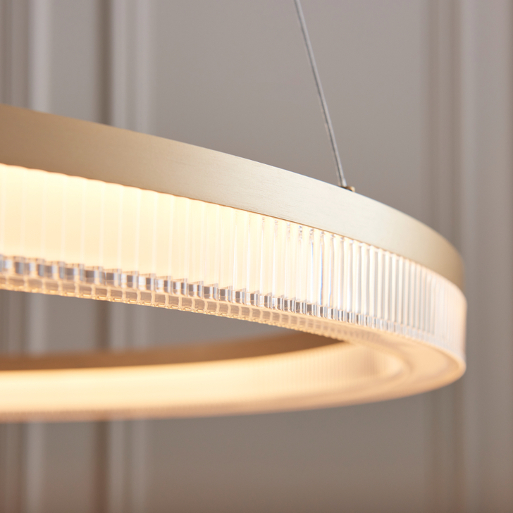 Thorlight Winsford Brushed Gold Plated Ring Light With Opal Acrylic Hoop Bottom - 3000K