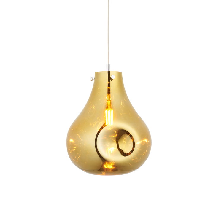 Thorlight Xian Single Pendant Light Polished Chrome With Gold Dimpled Glass