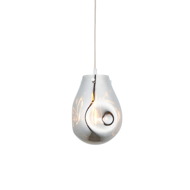 Thorlight Xian Small Single Pendant Light Polished Chrome With Chrome Dimpled Glass