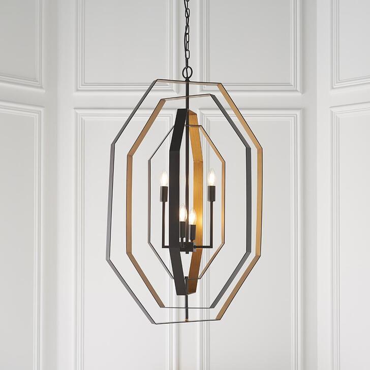 Thorlight Zorion Aged Bronze & Antique Gold Finish 4 Light Pendant