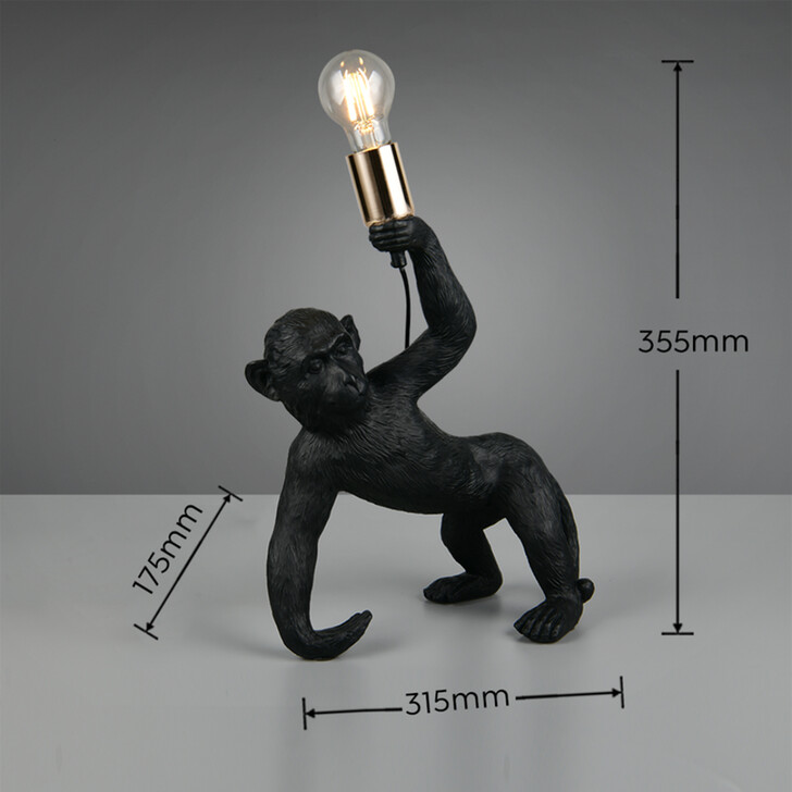 Trio Lighting Bobo Black Resin Monkey Table Lamp