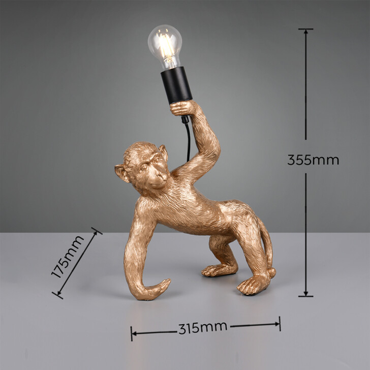Trio Lighting Bobo Gold Resin Monkey Table Lamp
