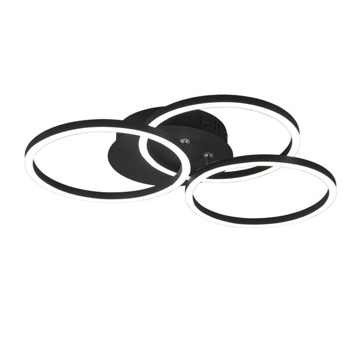 Trio Lighting Circle Matt Black Round Flush Swivelling Ceiling Light - Remote Control