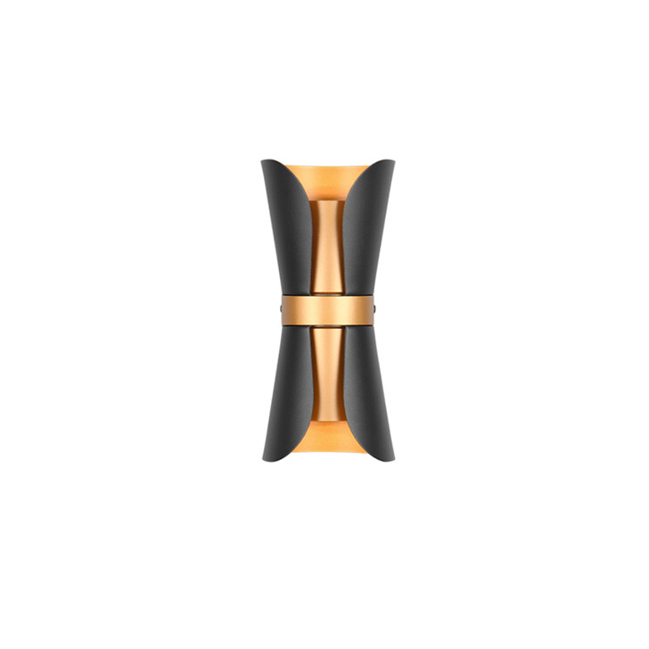 Trio Lighting Coat Up & Down Curved Wall Light Matt Black & Gold Finish