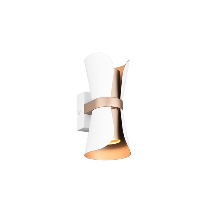 Trio Lighting Coat Up & Down Curved Wall Light Matt White & Coffee Finish