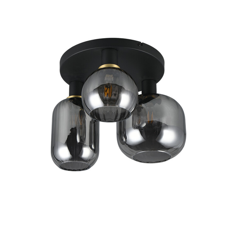 Trio Lighting Diva 3 Light Semi Flush Ceiling Light Matt Black With Chrome Plated Assorted Glasses