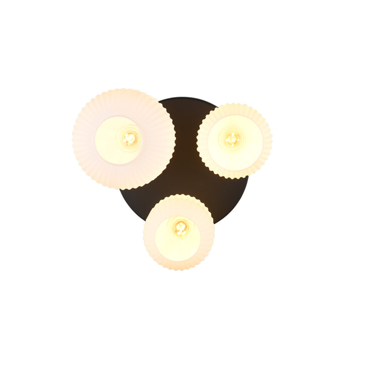 Trio Lighting Diva 3 Light Semi Flush Ceiling Light Matt Brass/Black With Opal Assorted Glasses