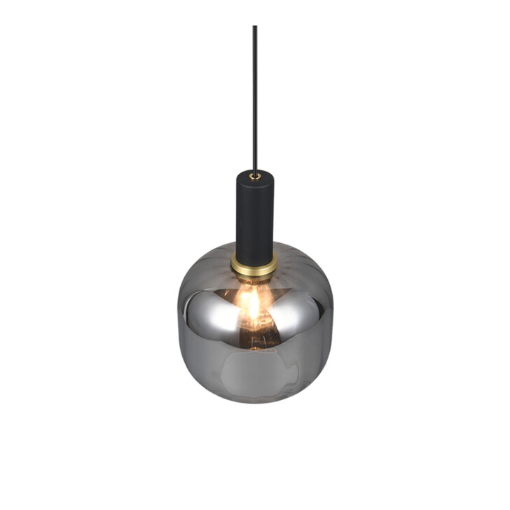 Trio Lighting Diva Single Pendant Matt Black With Chrome Plated Glass