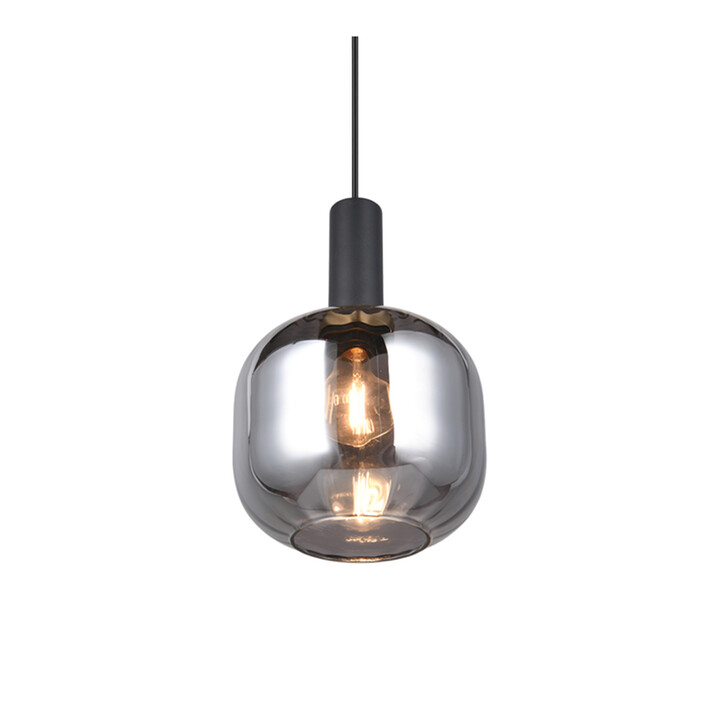 Trio Lighting Diva Single Pendant Matt Black With Chrome Plated Glass