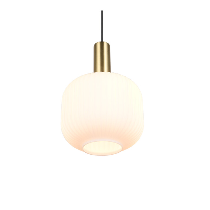 Trio Lighting Diva Single Pendant Matt Brass With Opal Ribbed Glass