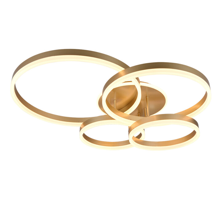 Trio Lighting Drake Gold 4 Ring LED Flush Ceiling Light - CCT 2700K - 6500K, Dimmable