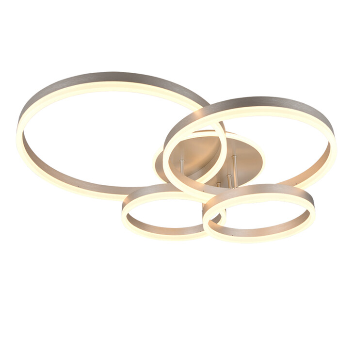 Trio Lighting Drake Matt Nickel 4 Ring LED Flush Ceiling Light - CCT 2700K - 6500K, Dimmable