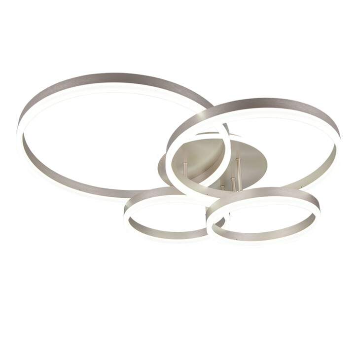 Trio Lighting Drake Matt Nickel 4 Ring LED Flush Ceiling Light - CCT 2700K - 6500K, Dimmable