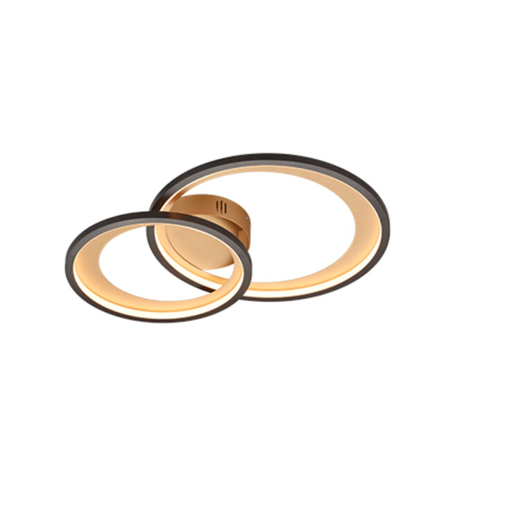 Trio Lighting Granada Matt Black Small Double Ring Flush LED Ceiling Light - 3000K, 3 Stage Dimming