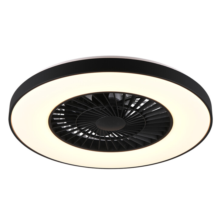 Trio Lighting Halmstad Matt Black Remote Control LED Ceiling Fan