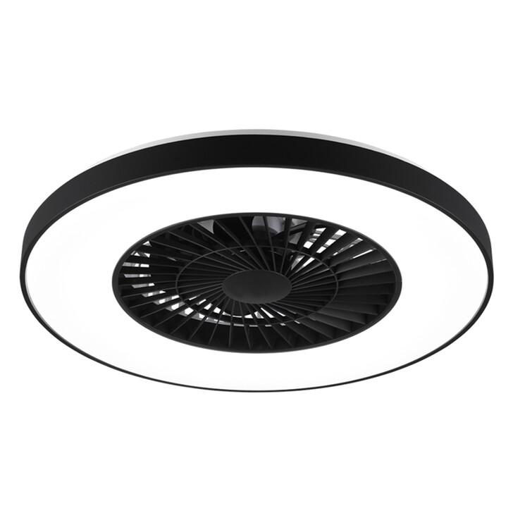 Trio Lighting Halmstad Matt Black Remote Control LED Ceiling Fan