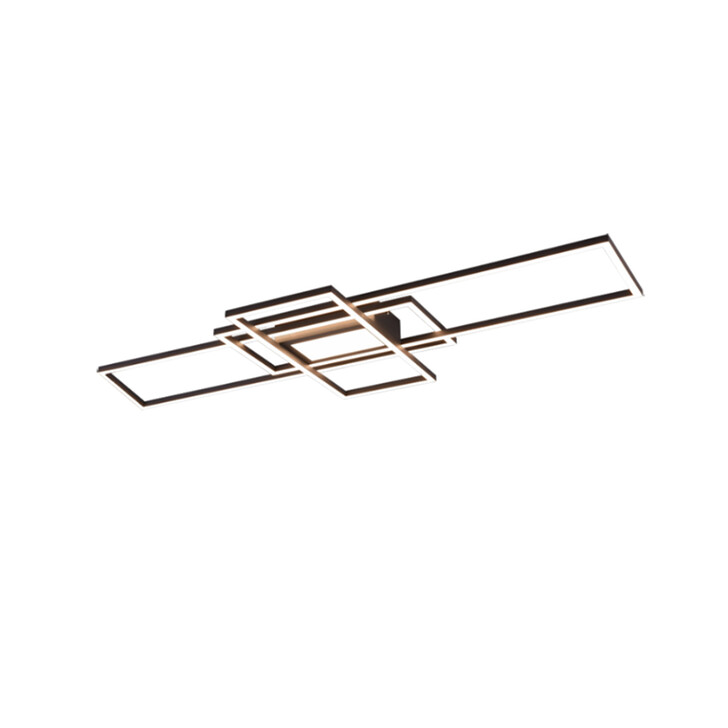 Trio Lighting Irvine Anthracite Rectangular LED Flush Ceiling Light - 3000K-6500K & Dimmable Via Remote Control