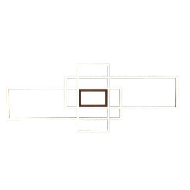Trio Lighting Irvine Matt Brass/Matt Black Rectangular LED Flush Ceiling Light - 3000K-6500K & Dimmable Via Remote Control