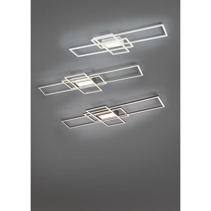 Trio Lighting Irvine Matt White Rectangular LED Flush Ceiling Light - 3000K-6500K & Dimmable Via Remote Control