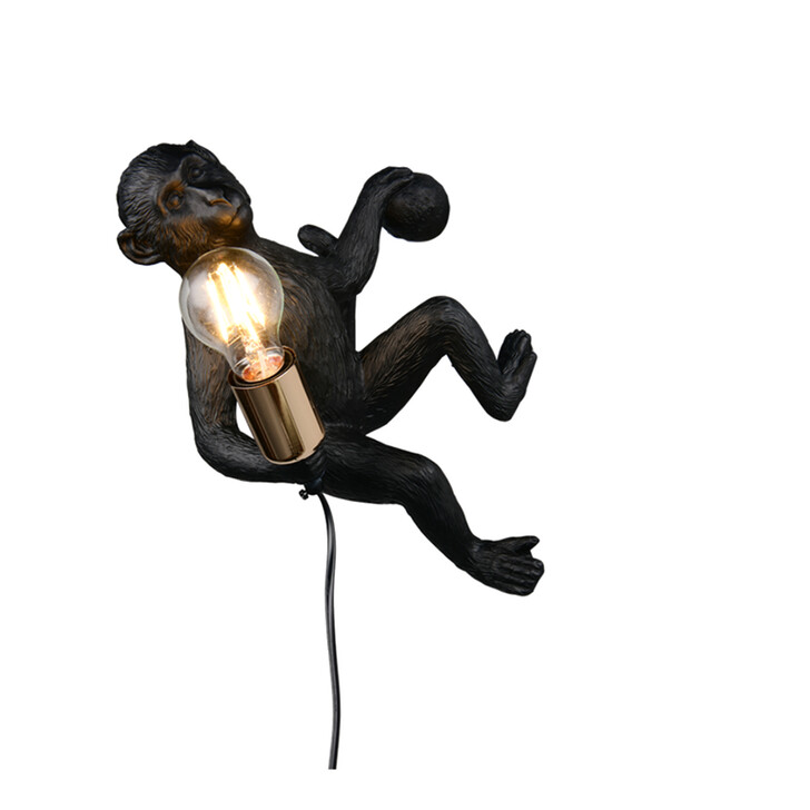 Trio Lighting Louy Black Resin Monkey Plug-In Wall Light